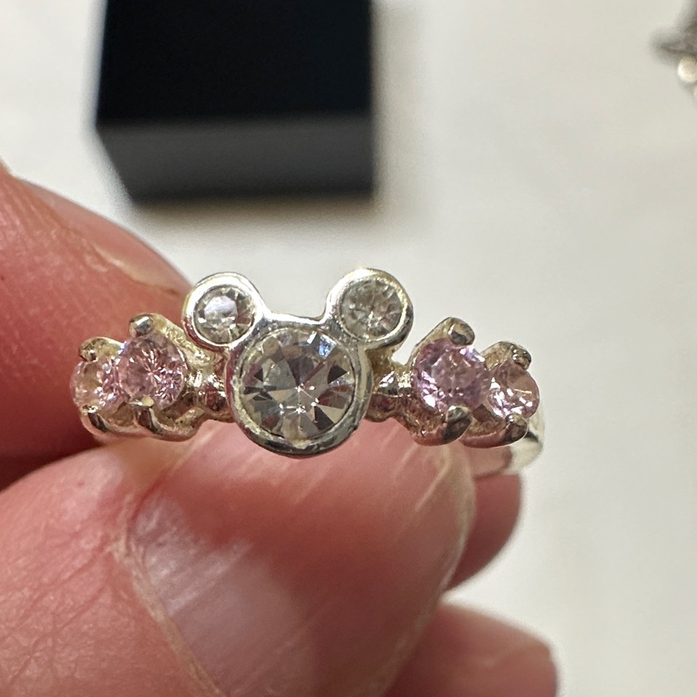Disney 925 Silver and Pink Gemstone Ring size 6 - Picture 2 of 4